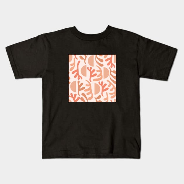 Contemporary collage terracotta seamless pattern. Abstract shapes. Trendy hand drawn textures. Kids T-Shirt by CoCoArt-Ua